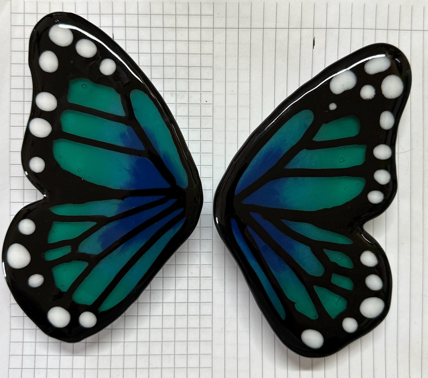 Butterfly Wings Custom Glass Cabinet Pulls, set of two wing pulls 3”cc - Custom Order - Ann Ivory Studios