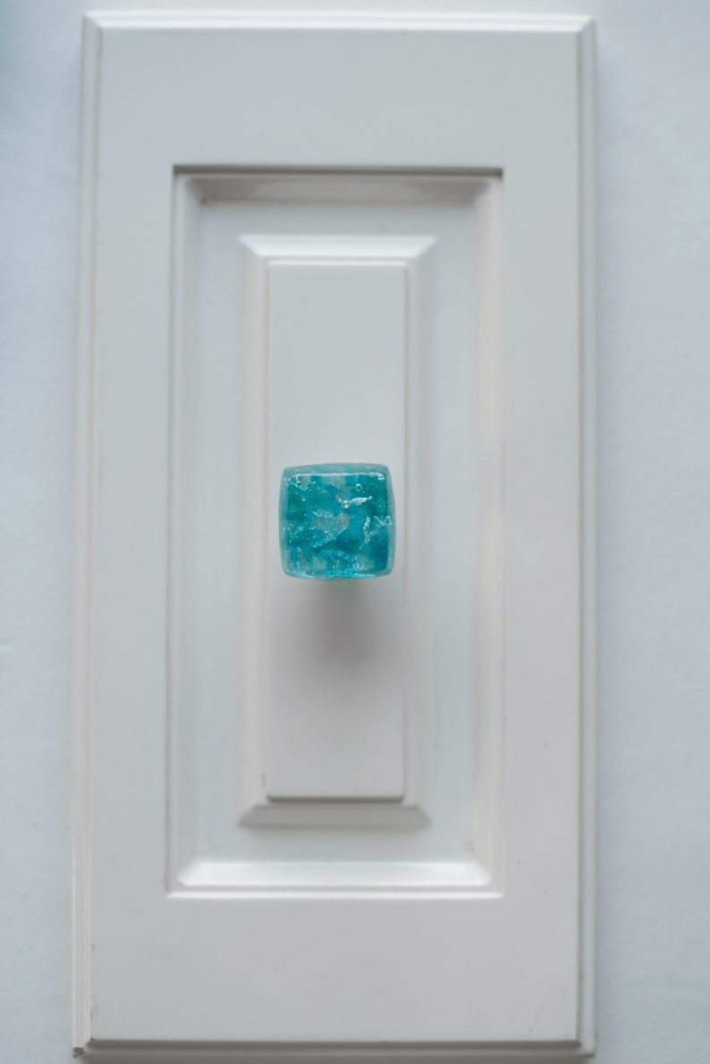 Caribbean Mist - Custom Glass Cabinet Knob - Ann Ivory Studios