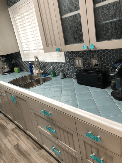 Caribbean Mist - Custom Glass Cabinet Pull - Ann Ivory Studios