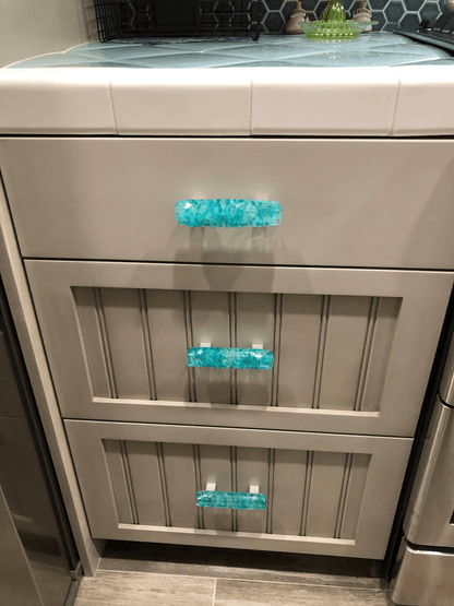 Caribbean Mist - Custom Glass Cabinet Pull - Ann Ivory Studios