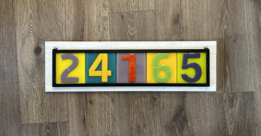 Colorful Glass Address Sign - 3 to 5 Numbers - Ann Ivory Studios