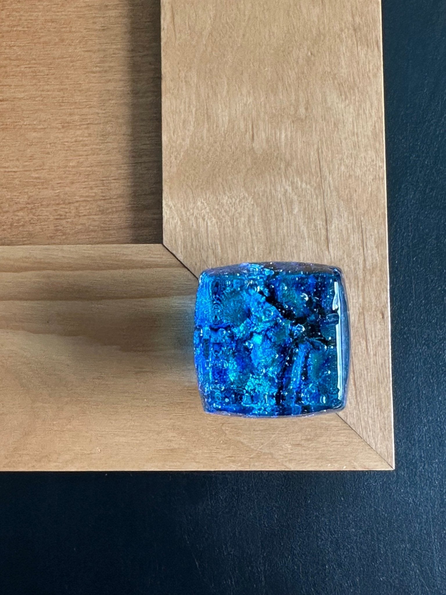 Dancing Water - Blue Bayou Custom Dichroic Glass Knob - Ann Ivory Studios