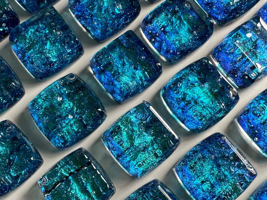 Dancing Water - Blue Bayou Custom Dichroic Glass Knob - Ann Ivory Studios