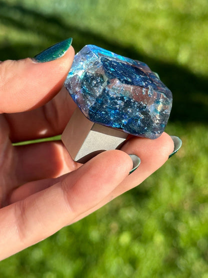 Dancing Water - Blue Bayou Custom Dichroic Glass Knob - Ann Ivory Studios