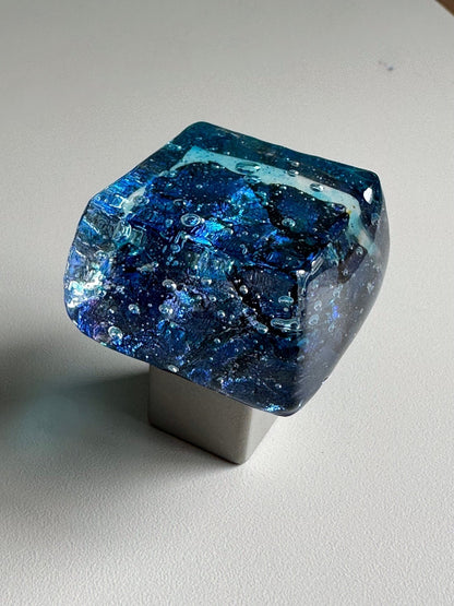 Dancing Water - Blue Bayou Custom Dichroic Glass Knob - Ann Ivory Studios