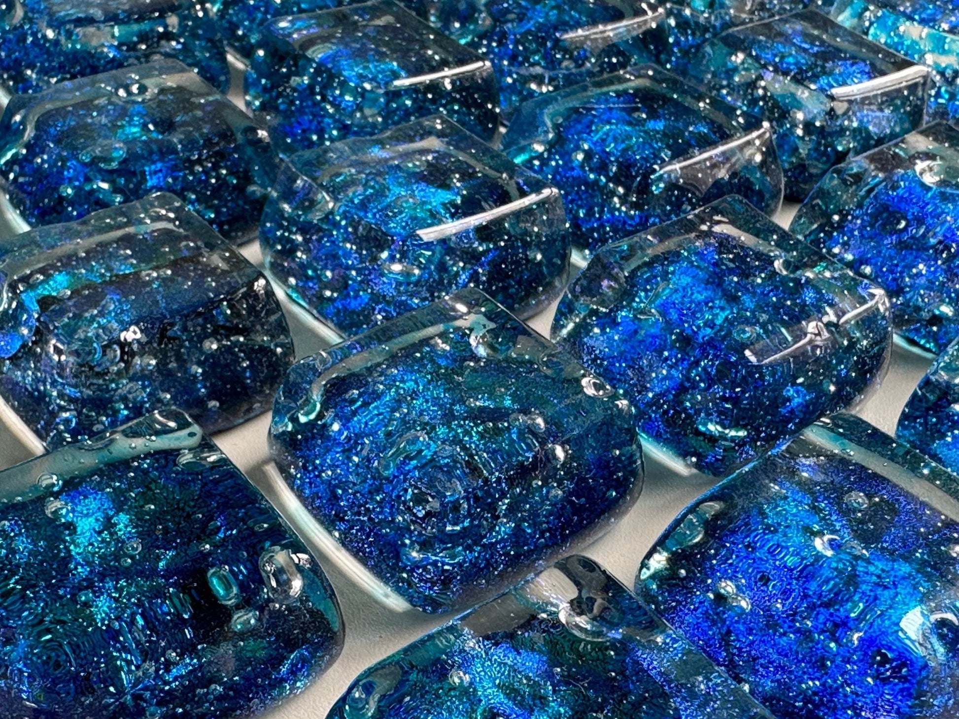 Dancing Water - Blue Bayou Custom Dichroic Glass Knob - Ann Ivory Studios