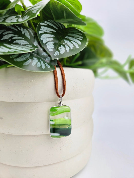 Fused Glass Pendant - Raingarden Collection - Handmade Jewelry Made in Michigan - Ann Ivory Studios