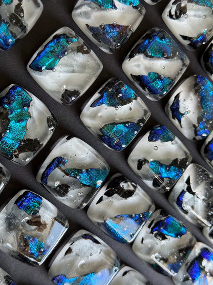 Black Ice - Peacock Blue - Custom Glass Cabinet Knob