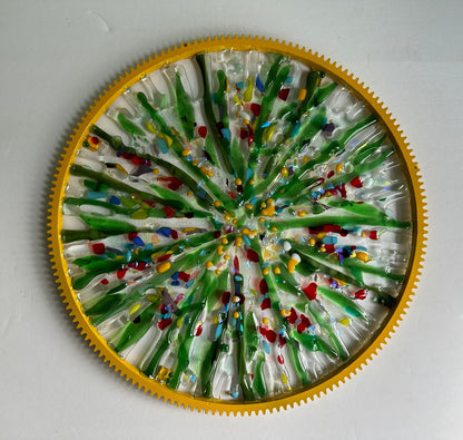 Wildflower Meadow fused glass 14” Sungear