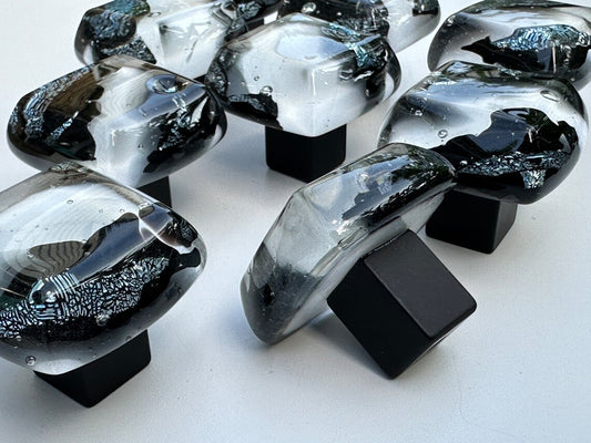 Black Ice - Silver - Custom Glass Cabinet Knob