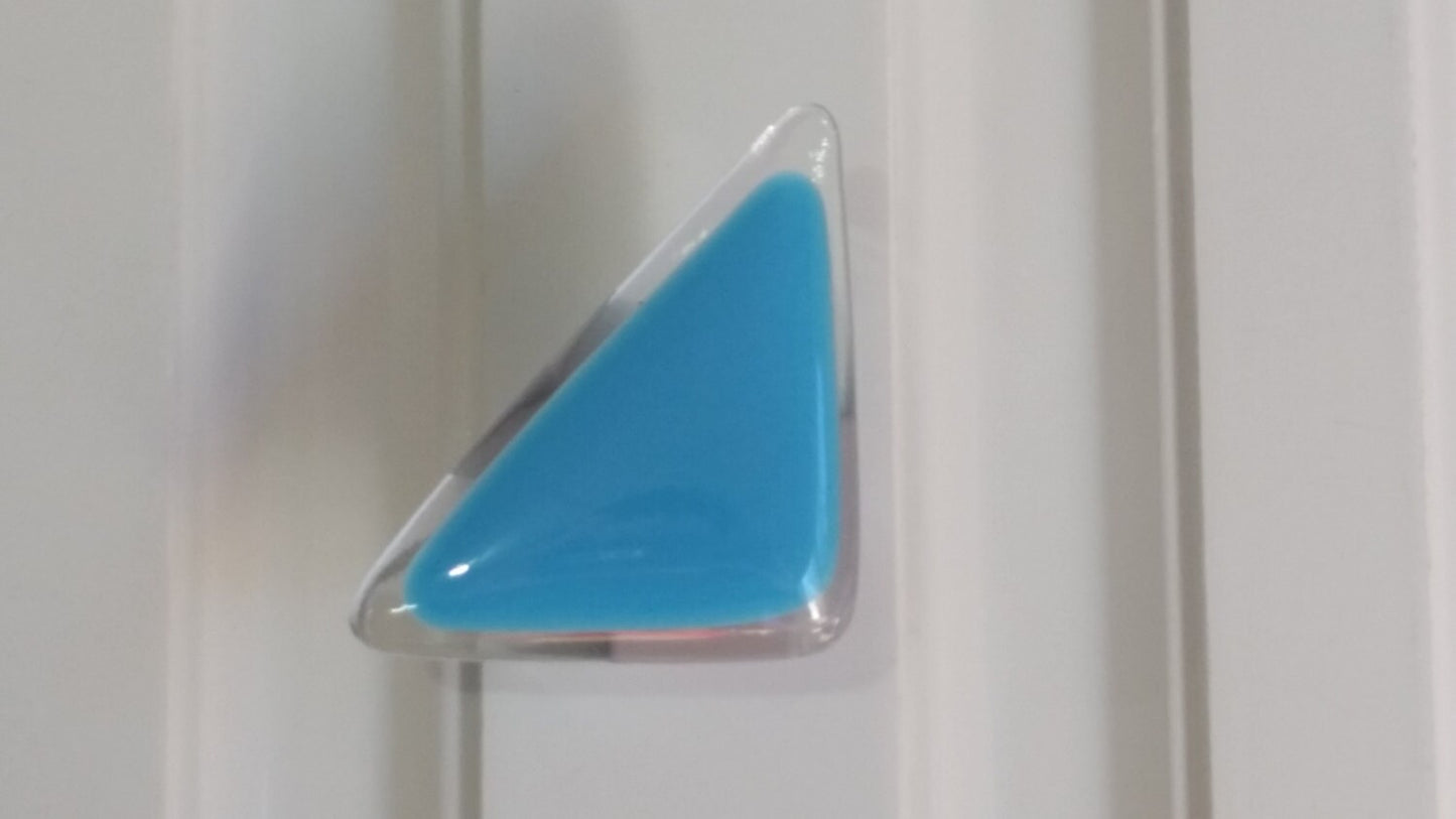 Triangle knob, Michigan made, sky blue, ocean green, mauve, glass cabinet knob, drawer pull, artisan crafted triangle knobs