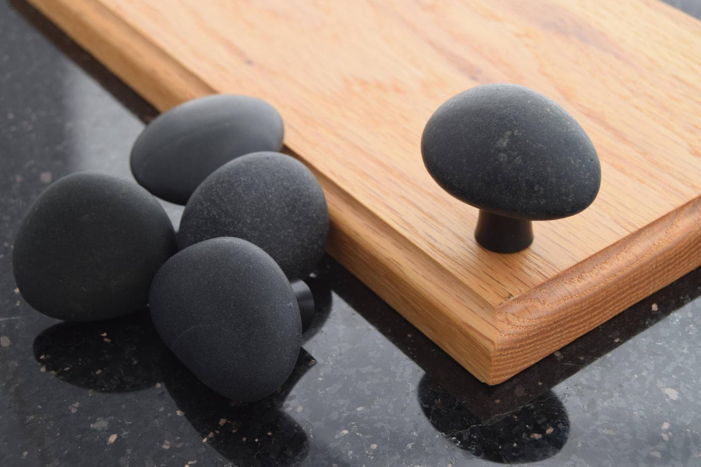 Natural Mountain Midnight Stone - Black Base - Custom Stone Cabinet Knob