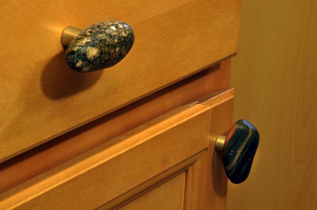 Natural Mountain Midnight Stone - Brass Base - Custom Stone Cabinet Knob