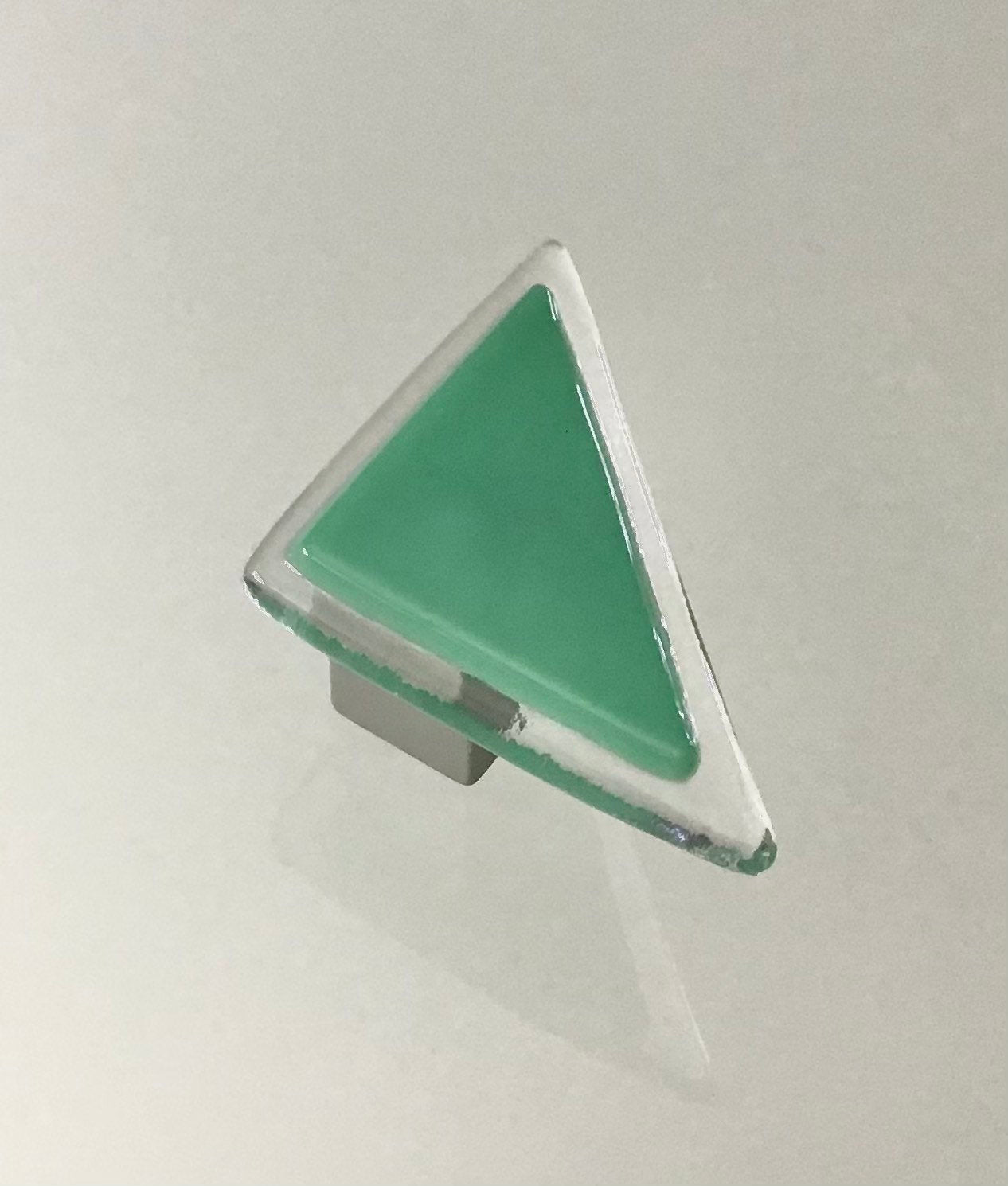 Triangle knob, Michigan made, sky blue, ocean green, mauve, glass cabinet knob, drawer pull, artisan crafted triangle knobs