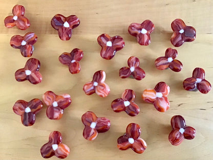 Red, Orange and White Trillium Flower - Custom Glass Cabinet Knob