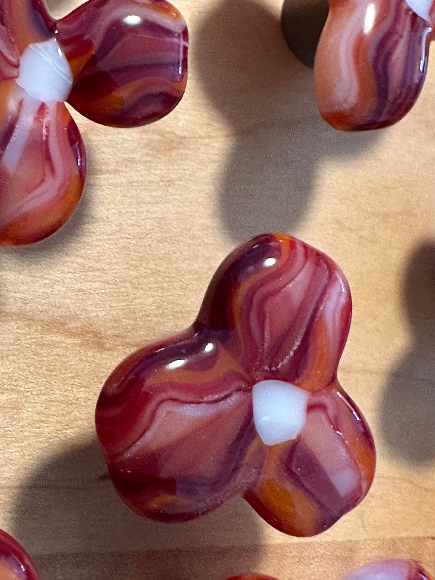 Red, Orange and White Trillium Flower - Custom Glass Cabinet Knob