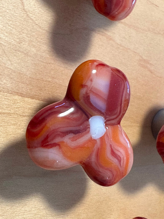 Red, Orange and White Trillium Flower - Custom Glass Cabinet Knob