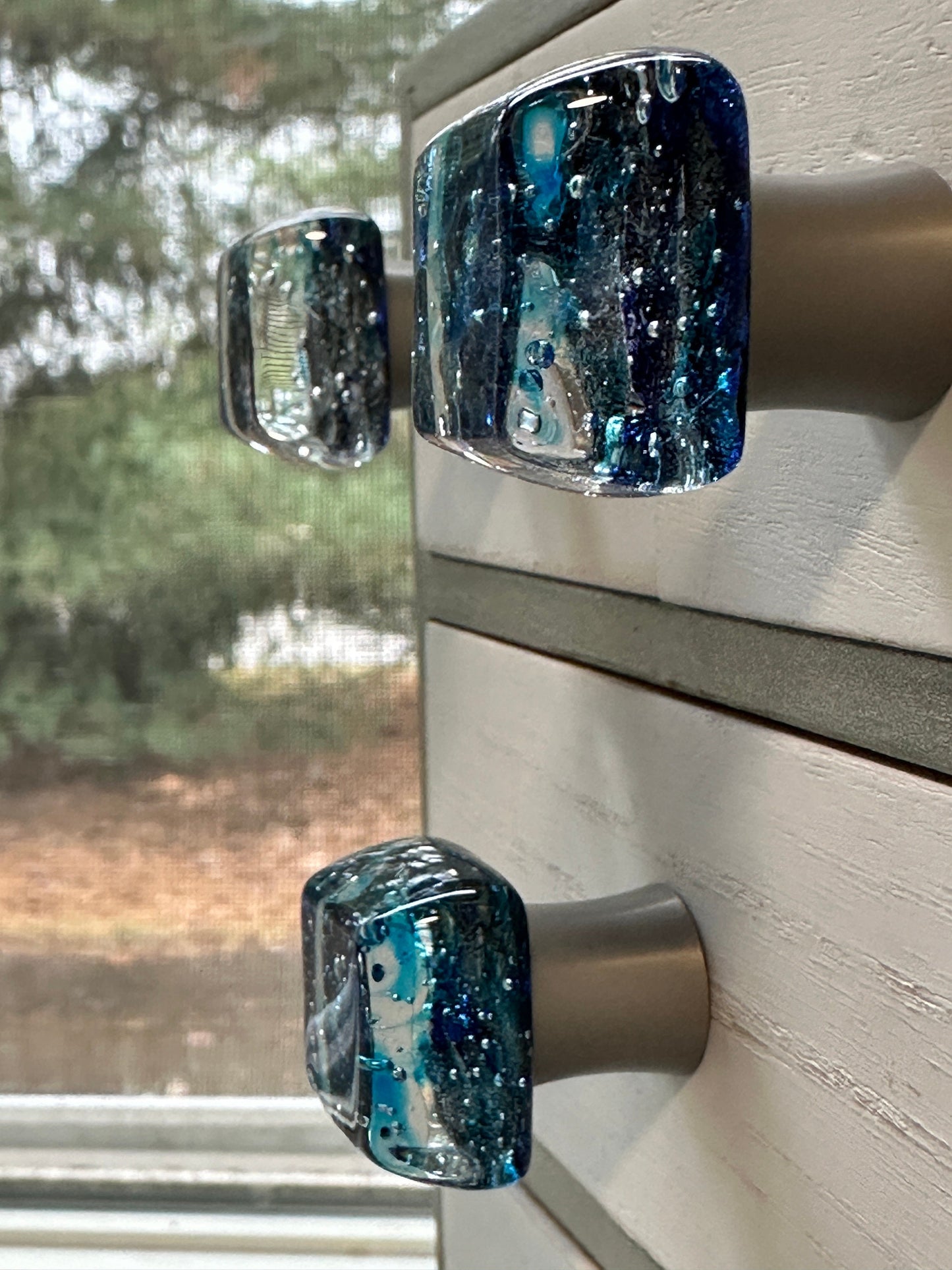 Blue Bayou Glass Knobs- small size, handmade in USA