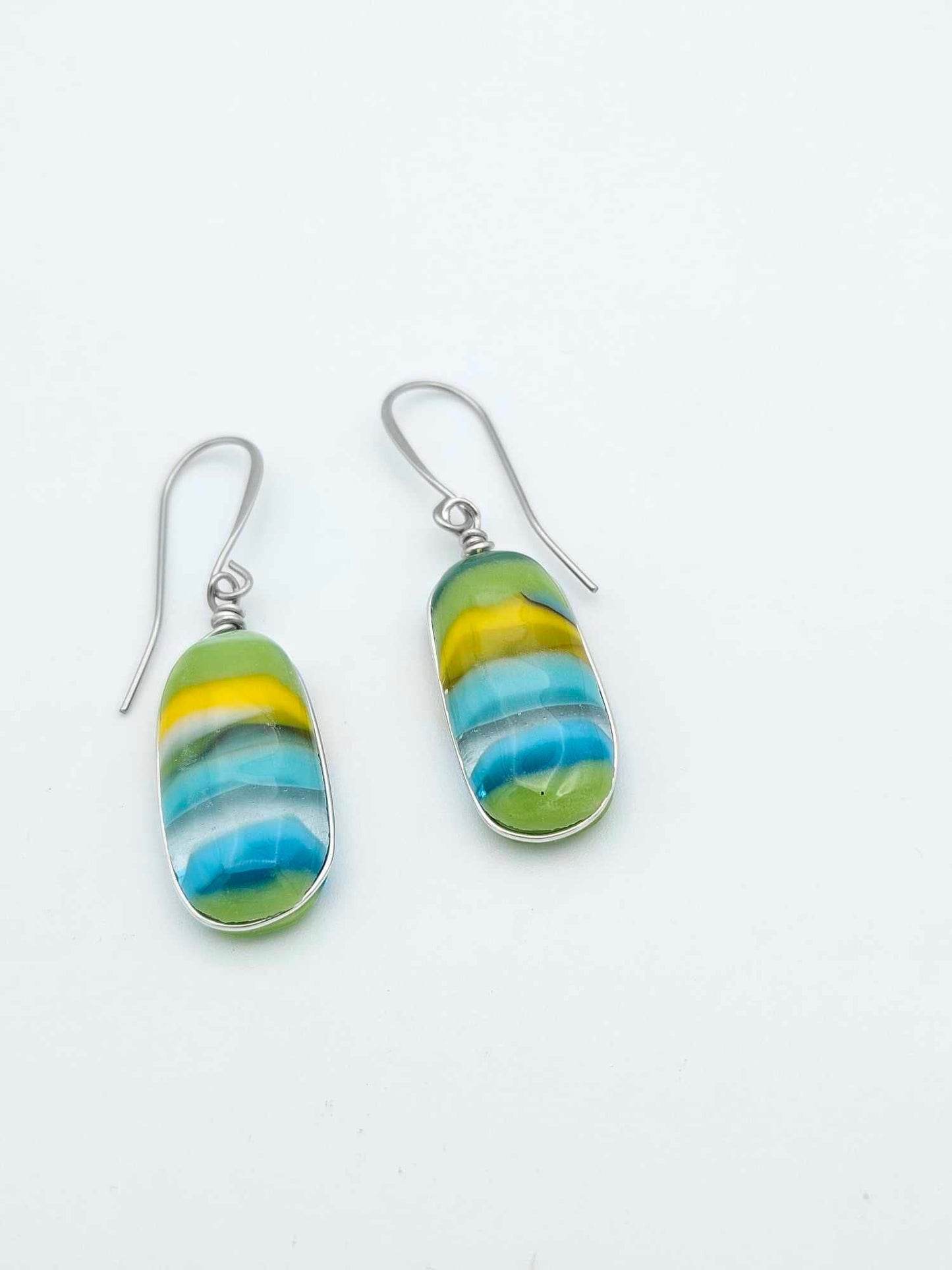 Fused Glass Earrings - Handmade Jewelry Made in Michigan - Pictured Rocks Collection - Fun Abstract Jewelry