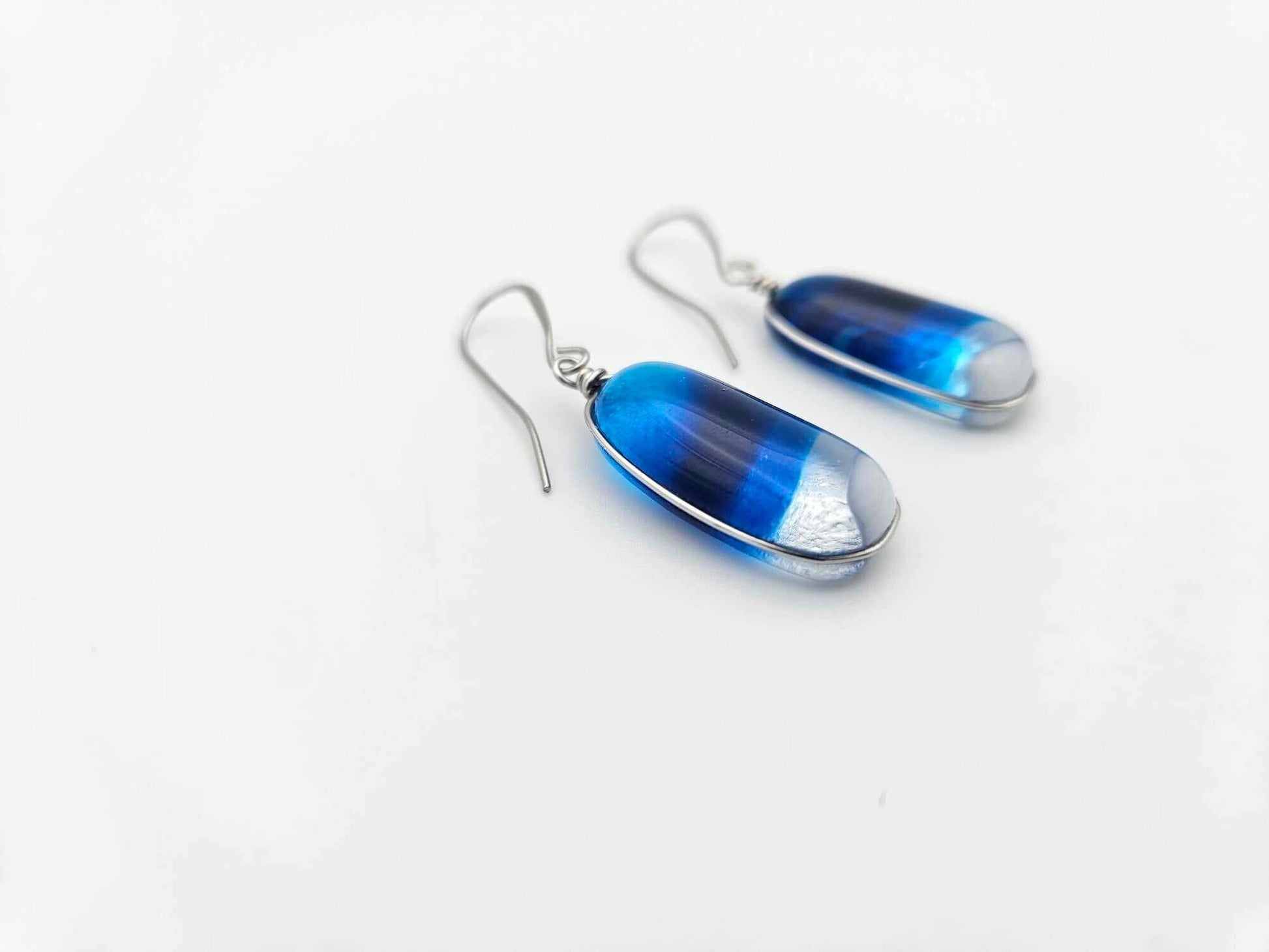 Ocean Inspired Earrings - Handmade Fused Glass Jewelry - Made in Michigan - Seascapes Collection