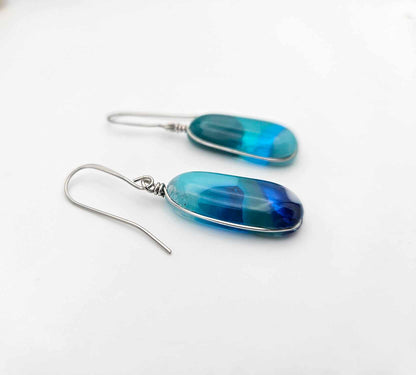 Ocean Inspired Earrings - Handmade Fused Glass Jewelry - Made in Michigan - Seascapes Collection