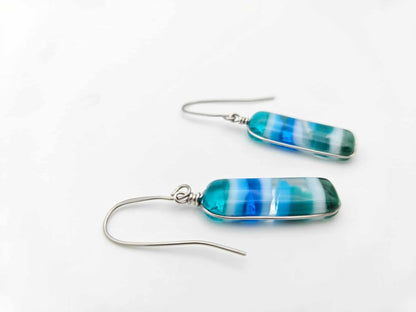 Ocean Inspired Earrings - Handmade Fused Glass Jewelry - Made in Michigan - Seascapes Collection