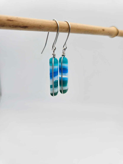 Ocean Inspired Earrings - Handmade Fused Glass Jewelry - Made in Michigan - Seascapes Collection