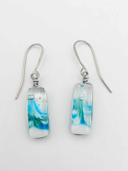 Ocean Inspired Earrings - Handmade Fused Glass Jewelry - Made in Michigan - Tidal Wave Collection