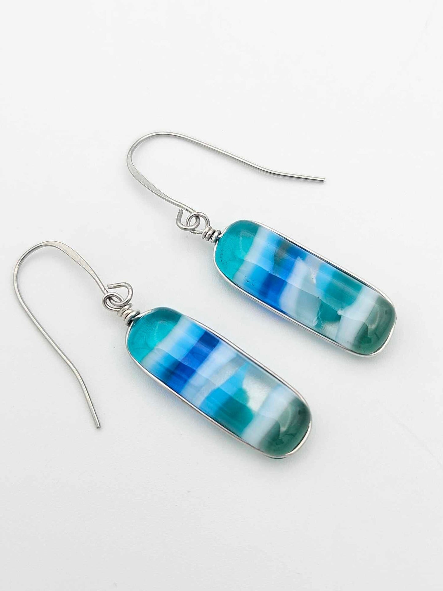 Ocean Inspired Earrings - Handmade Fused Glass Jewelry - Made in Michigan - Seascapes Collection