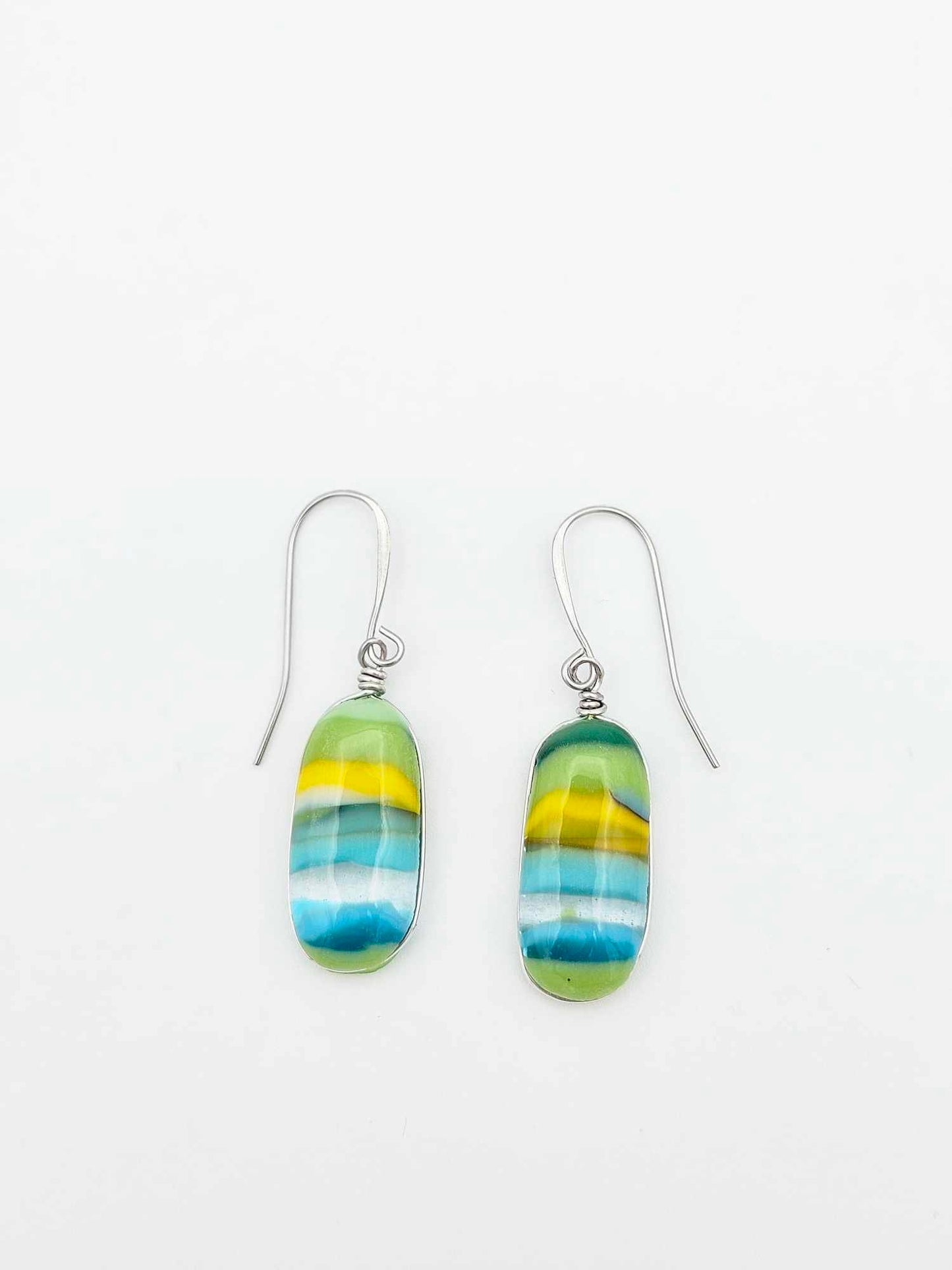 Fused Glass Earrings - Handmade Jewelry Made in Michigan - Pictured Rocks Collection - Fun Abstract Jewelry