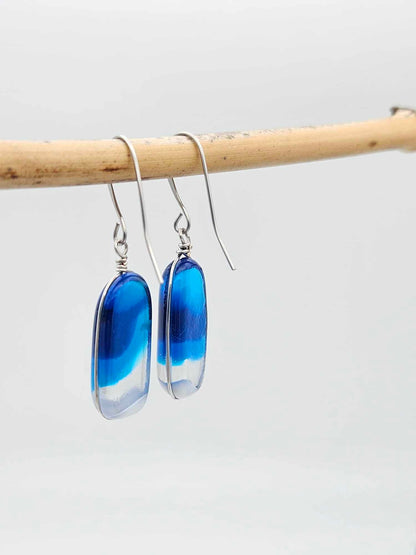 Ocean Inspired Earrings - Handmade Fused Glass Jewelry - Made in Michigan - Seascapes Collection