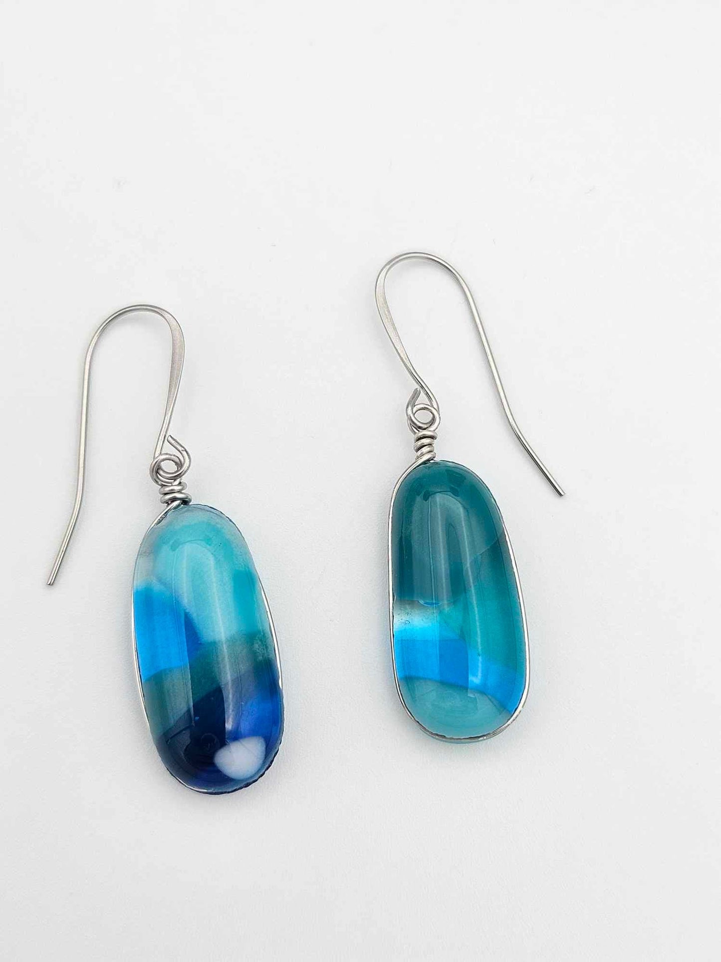 Ocean Inspired Earrings - Handmade Fused Glass Jewelry - Made in Michigan - Seascapes Collection