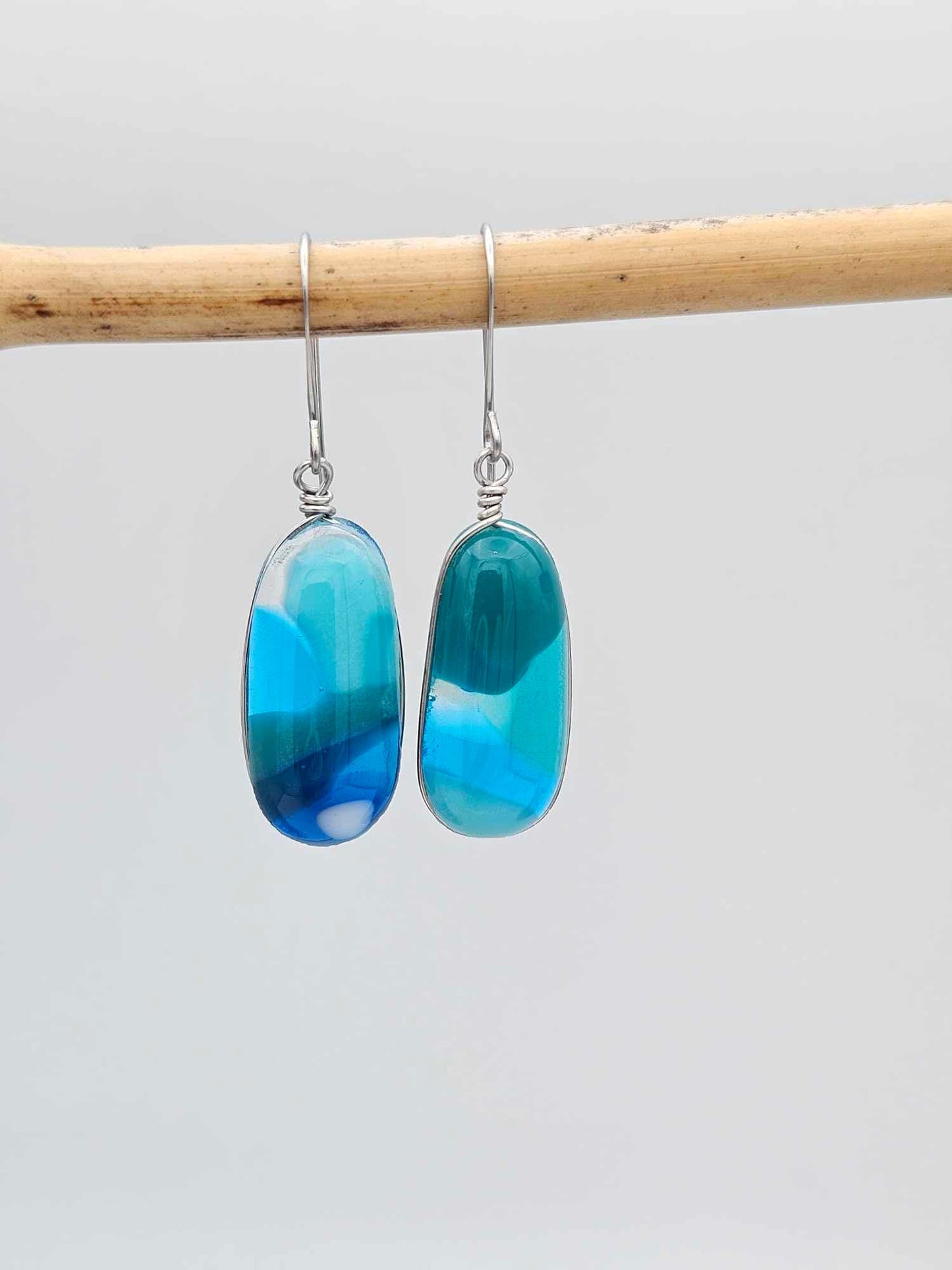 Ocean Inspired Earrings - Handmade Fused Glass Jewelry - Made in Michigan - Seascapes Collection