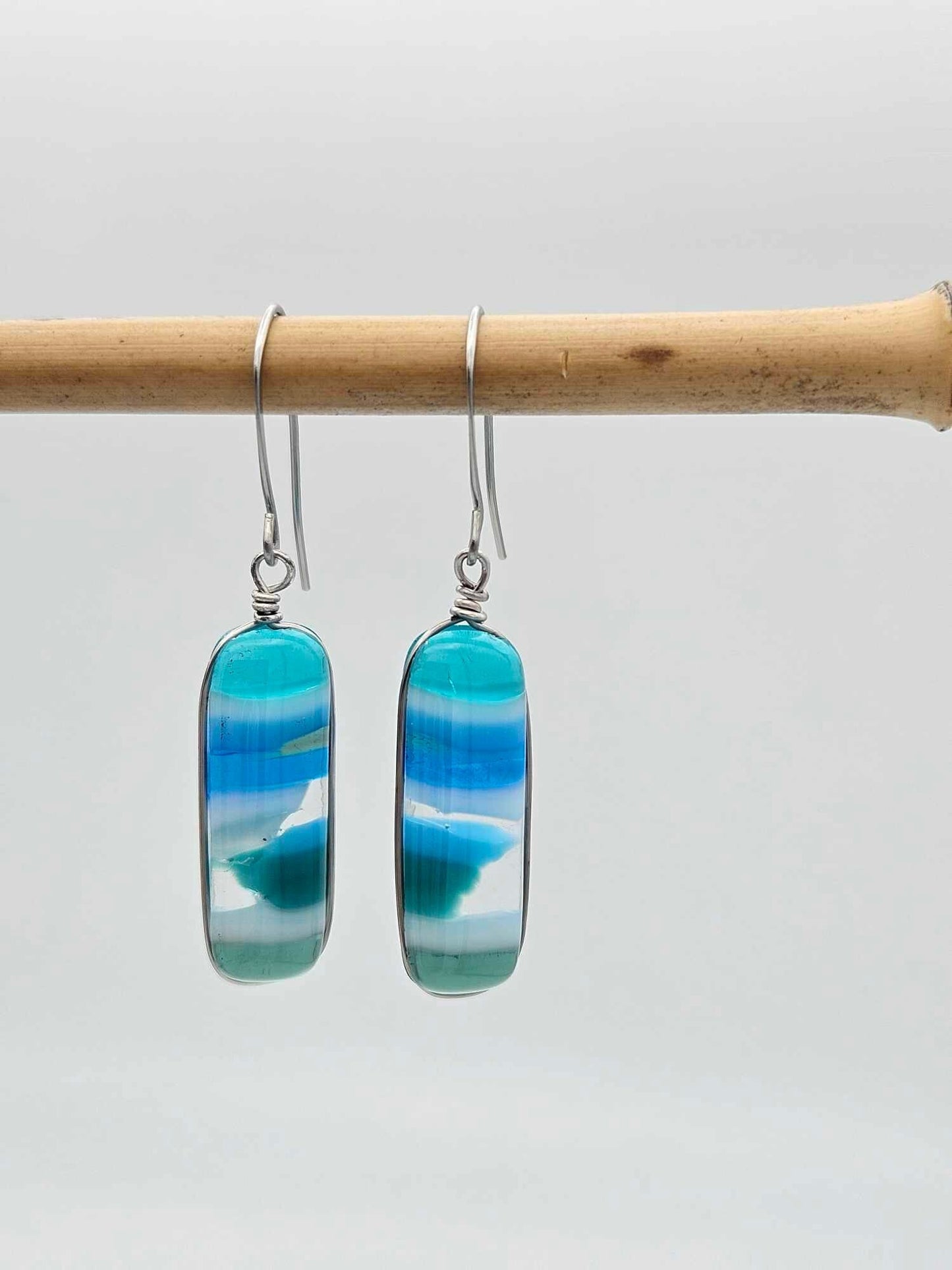 Ocean Inspired Earrings - Handmade Fused Glass Jewelry - Made in Michigan - Seascapes Collection