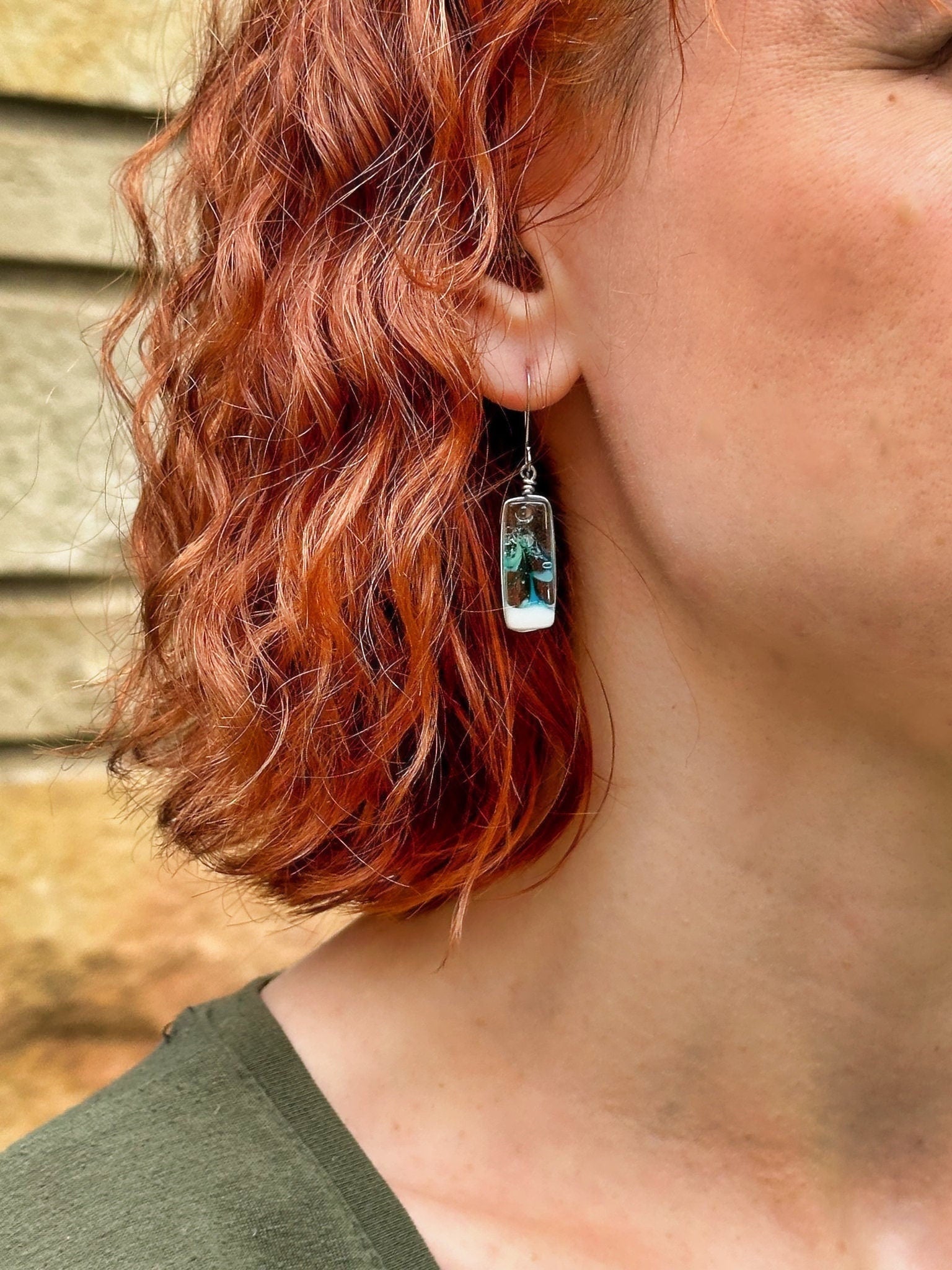 Ocean Inspired Earrings - Handmade Fused Glass Jewelry - Made in Michigan - Tidal Wave Collection