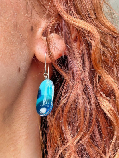 Ocean Inspired Earrings - Handmade Fused Glass Jewelry - Made in Michigan - Seascapes Collection