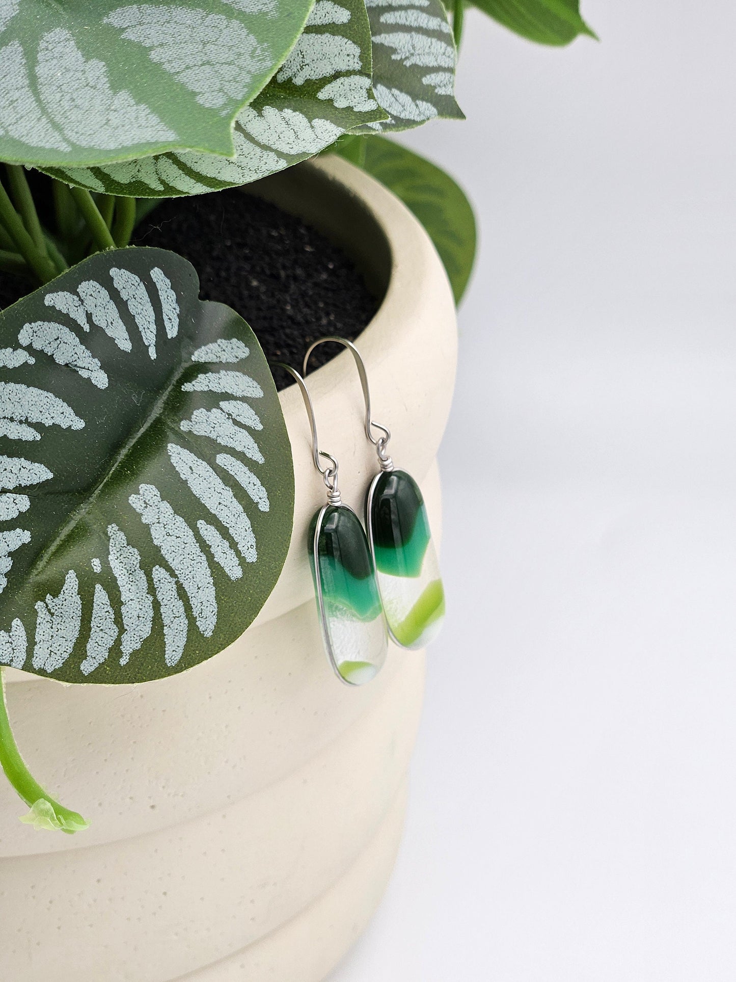 Fused Glass Earrings - Raingarden Collection - Handmade Jewelry Made in Michigan