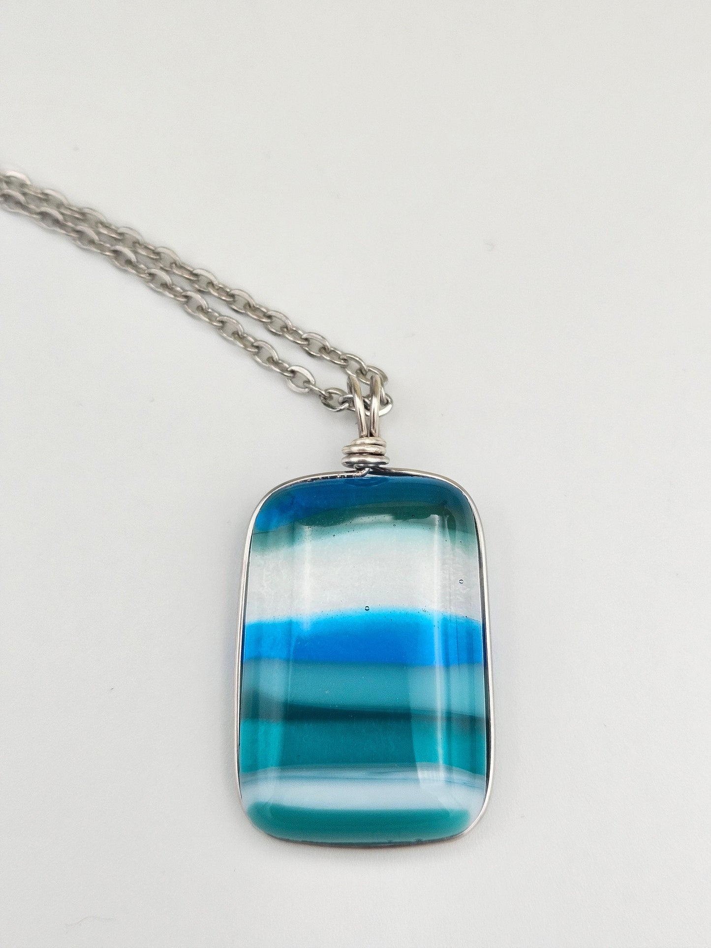 Ocean Inspired Necklace - Handmade Fused Glass Jewelry - Made in Michigan - Seascapes Collection