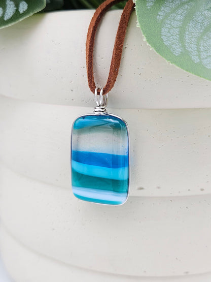 Ocean Inspired Necklace - Handmade Fused Glass Jewelry - Made in Michigan - Seascapes Collection