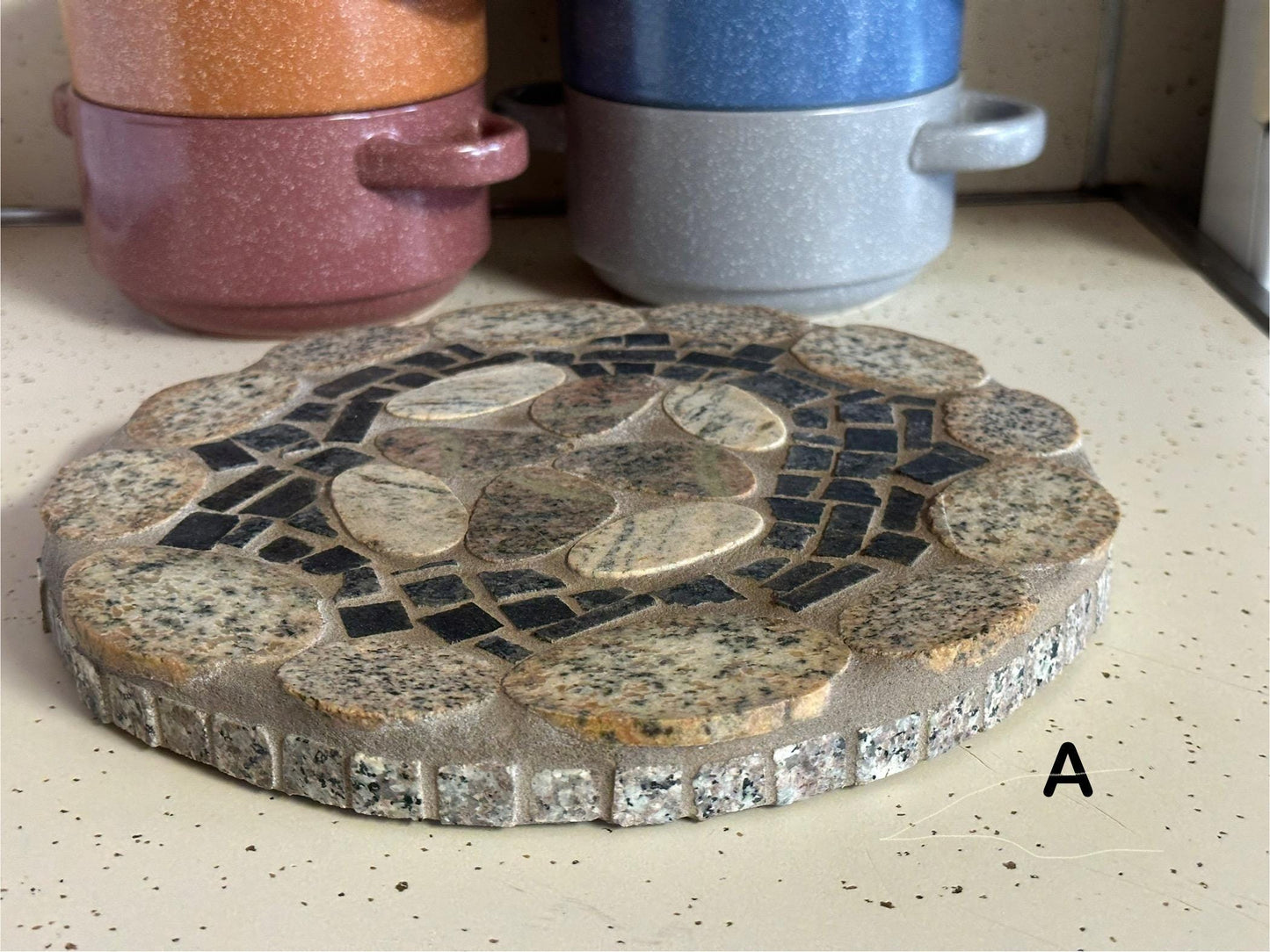 Handcut Natural Stone Mosaic Trivet, Made in USA