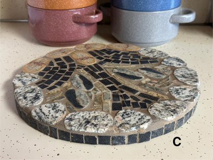 Handcut Natural Stone Mosaic Trivet, Made in USA