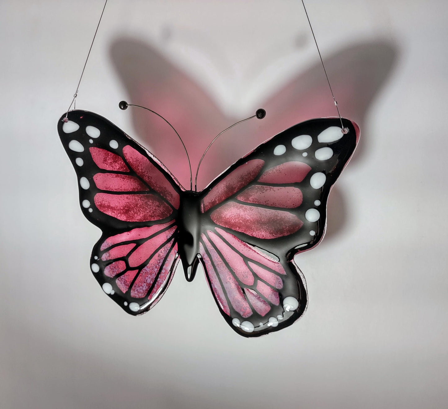 Purple or Fuscia Monarch Butterfly Suncatcher - Fused Glass Garden Art - Handmade Nature Gift Wall Decor