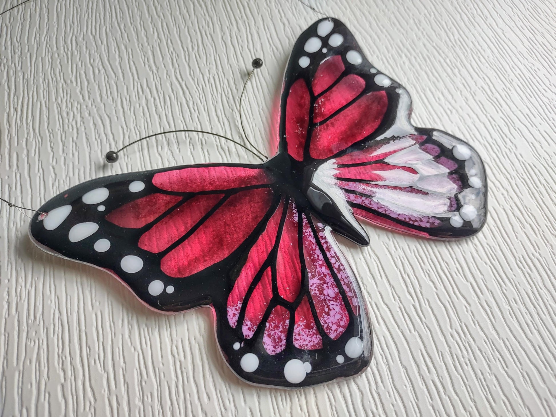 Purple or Fuscia Monarch Butterfly Suncatcher - Fused Glass Garden Art - Handmade Nature Gift Wall Decor