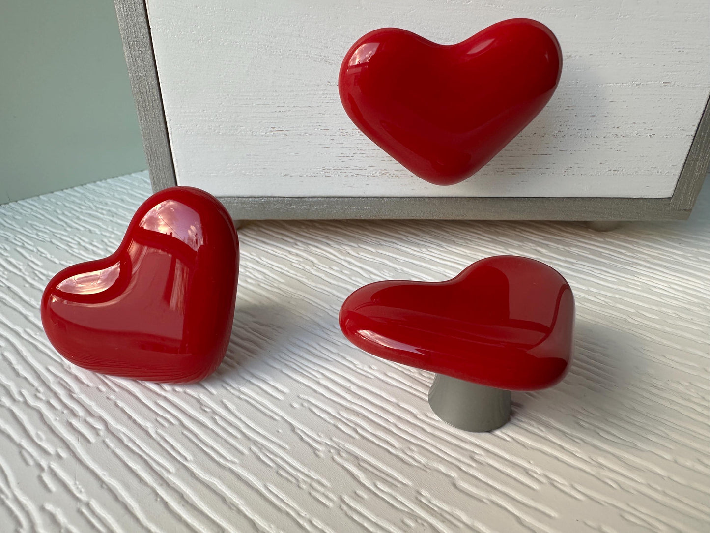 Heart Throb Knob, Glass Red Heart Knob, handmade in USA