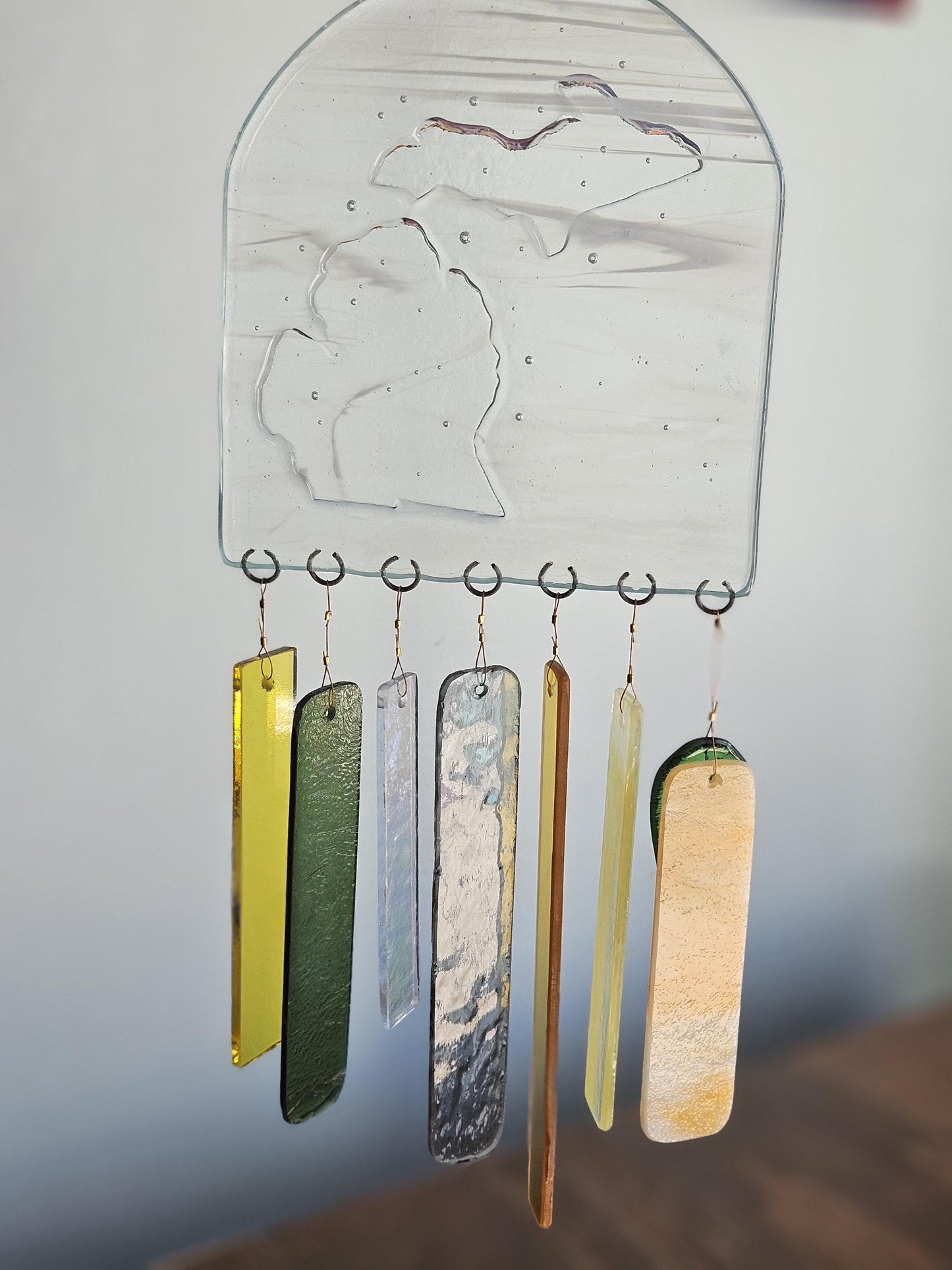 Glass Wind Chimes - State of Michigan - High Quality Colorful Outdoor Decor and Garden Gifts - Made in USA