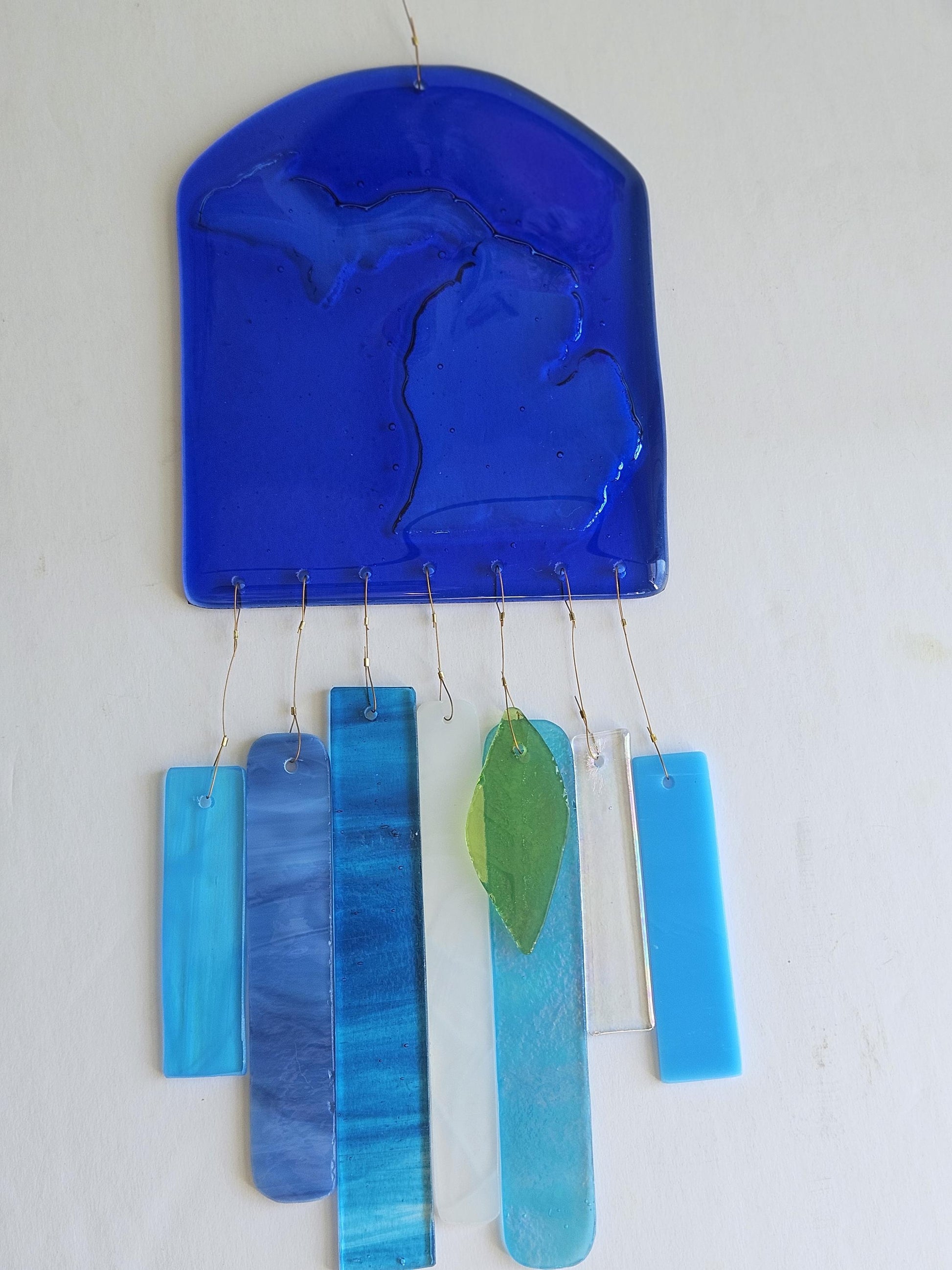 Glass Wind Chimes - State of Michigan - High Quality Colorful Outdoor Decor and Garden Gifts - Made in USA