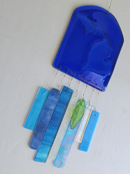 Glass Wind Chimes - State of Michigan - High Quality Colorful Outdoor Decor and Garden Gifts - Made in USA