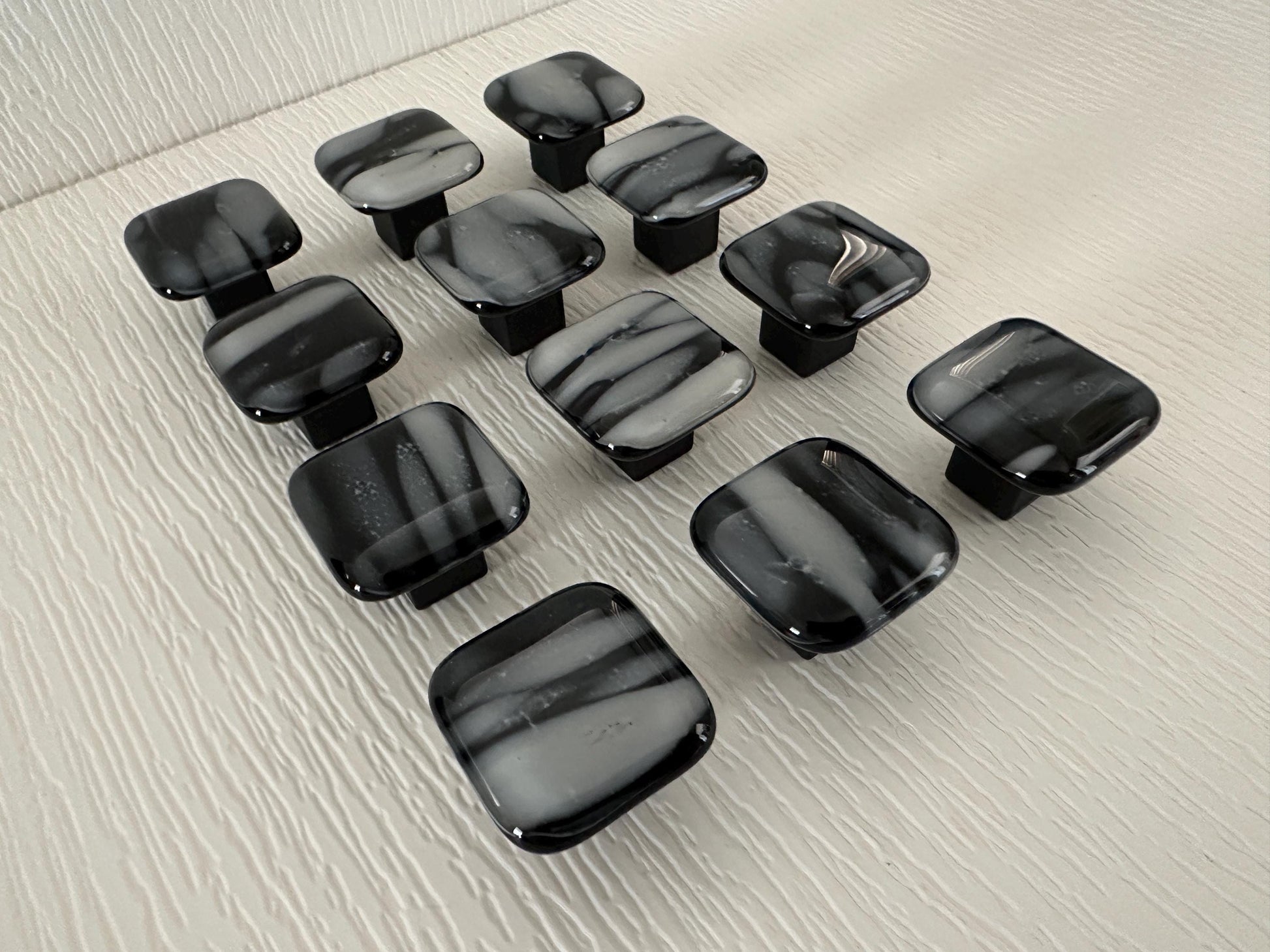 Wisps of Fog on Black Glass, made in USA custom cabinet knobs