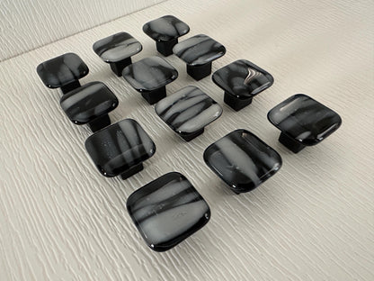 Wisps of Fog on Black Glass, made in USA custom cabinet knobs