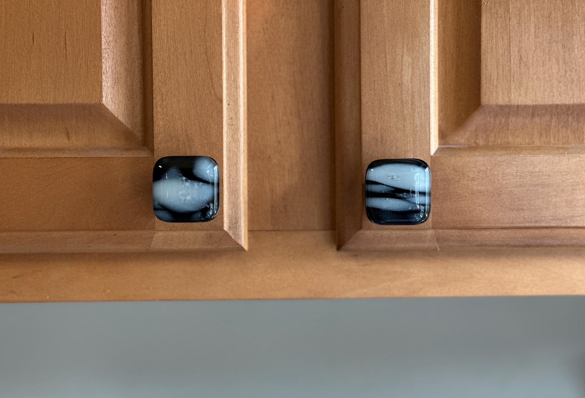 Wisps of Fog on Black Glass, made in USA custom cabinet knobs
